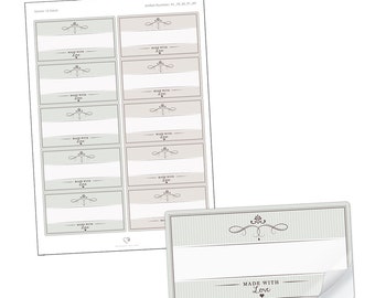 Kitchen stickers "Made with Love" with free text field, 10 rectangular stickers for labeling jars, bottles and paper bags