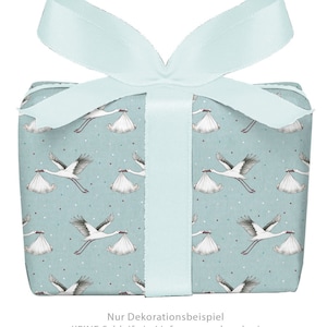 Geschenkpapier Bogen  STORCH BABY mint Geburt Taufe  50x70 cm gedruckt auf PEFC™ zertifiziertem Papier