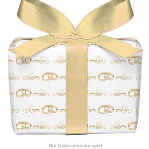 Geschenkpapier Set 3 Bögen RING GOLD (Kein Echtgold) zur Hochzeit Geschenke gedruckt auf PEFC zertifiziertem Papier, 50 x 70 cm