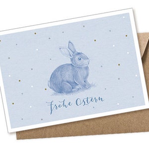 Osterkarte Postkarte Osterhase Frohe Ostern blau A6
