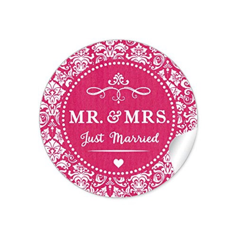Geschenkaufkleber zur Hochzeit Mr. & Mrs. Rosa 24 Sticker DIY Hochzeitsdekoration von Geschenken, Luftballons, Reis, Wunderkerzen Bild 1