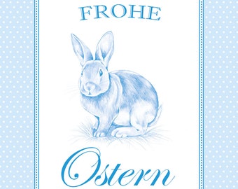 Grußkarte zu Ostern als Geschenk, Ostergrußkarte A6 Klappgrußkarte mit Umschlag Motiv:  Osterhase