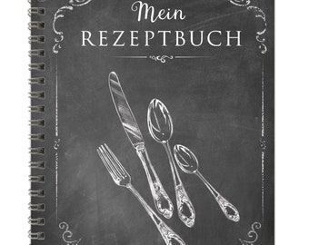 Din A5 CREATIVE DIY KOCHBUCH "My Recipe Book" cutlery for self-writing black chalkboard (spiral bound)