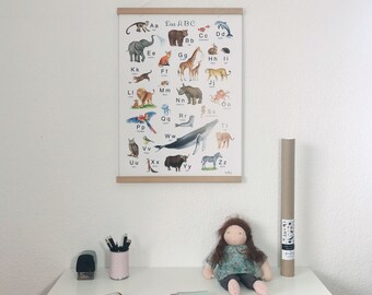 Measuring Chart, Animal Motif, White, 29.7 X 84 Cm, Unframed