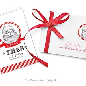 Weihnachtsaufkleber zur Weihnachtsdekoration von Geschenken, 24 Sticker Weihnachtsmann Weiß zu Weihnachten Bild 2