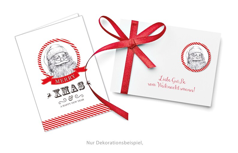 Weihnachtsaufkleber zur Weihnachtsdekoration von Geschenken, 24 Sticker Weihnachtsmann Weiß zu Weihnachten Bild 2