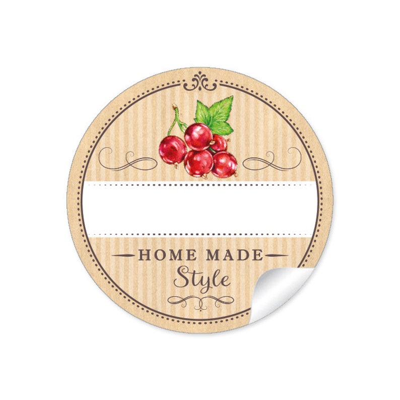 Marmeladen Etikett mit Freitextfeld für Gläser, 24 Sticker Johannisbeere für selbstgemachte Konfitüre Bild 1