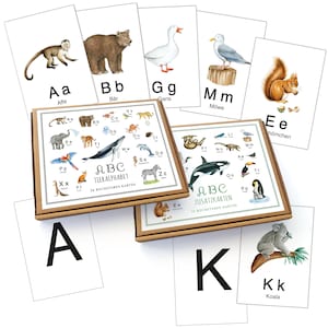 SET: 26 ABC Alphabet Karten + 13 Erweiterungskarten WEIß A6, Rückseite mit schwarzen Großbuchstaben