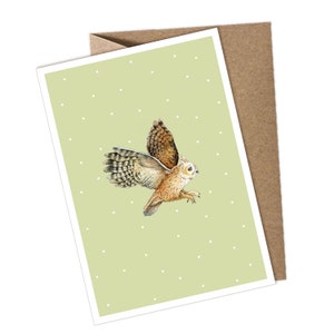 Postkarte + Umschlag EULE GRÜN Einladungskarte Glückwunschkarte zum Kindergeburtstag Schulanfang Schulkind