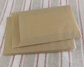 24 Flachbeutel / Papiertüten Kraftpapier  85 x 132 mm, Für kleine Geschenke zur Hochzeit wie zB Freudentränen Verpackung, Blütensamen Braun