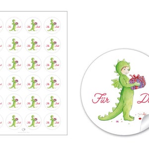 Geschenkaufkleber für ihren Kindergeburtstag 24 Sticker für Geschenke auch zur Geburt, Taufe Motiv: Drache Bild 2