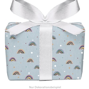 3 Bögen Geschenkpapier REGENBOGEN BLAU Geburt Taufe Kindergeburtstag 50x70 cm gedruckt auf PEFC™ zertifiziertem Papier