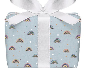 3 Bögen Geschenkpapier REGENBOGEN BLAU Geburt Taufe Kindergeburtstag 50x70 cm gedruckt auf PEFC™ zertifiziertem Papier