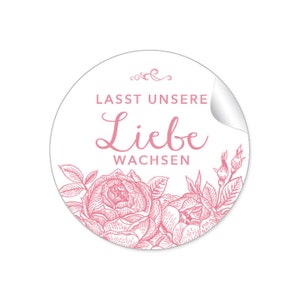 Geschenkaufkleber zur Hochzeit "Lasst unsere Liebe wachsen" Kranz Grün 24 Sticker DIY Hochzeitsdekoration von Geschenken, Tüten, Samen