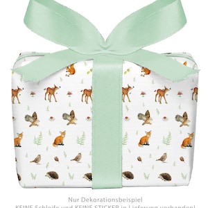 Geschenkpapier Bogen WALDTIERE Kindergeburtstag Schulanfang Waldkindergartenkind gedruckt auf PEFC™ zertifiziertem Papier Format 50x70cm