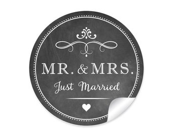 Wedding Gift Stickers "Mr. & Mrs." 24 Sticker DIY Wedding Decoration of Gifts, Handkerchiefs, Sparklers, Rice as Label