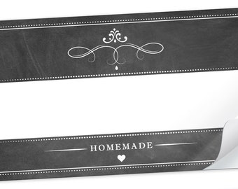 Küchen Aufkleber "Homemade" gemischt mit Freitextfeld, 10 Sticker rechteckig groß zum etikettieren von Gläser, Flaschen und Papiertüten