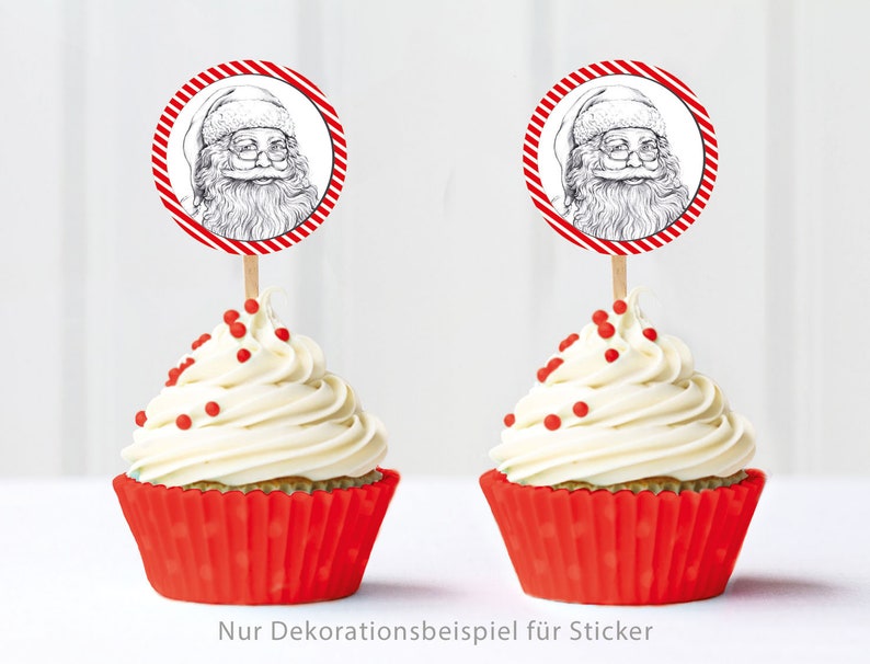 Weihnachtsaufkleber zur Weihnachtsdekoration von Geschenken, 24 Sticker Weihnachtsmann Weiß zu Weihnachten Bild 3