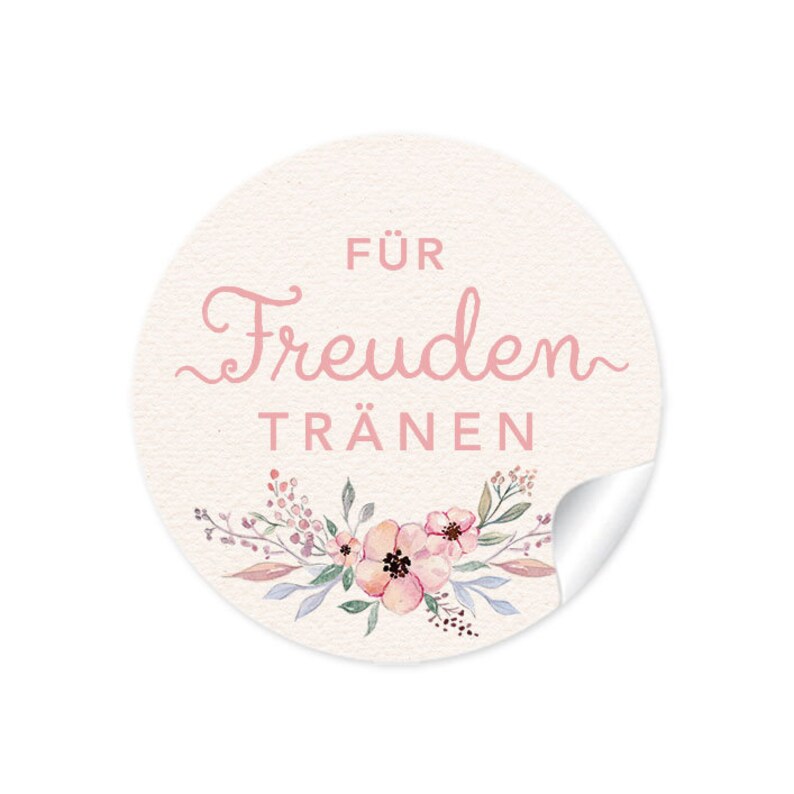 Geschenkaufkleber zur Hochzeit Für Freudentränen Creme 24 Sticker DIY Hochzeitsdekoration von Geschenken, Taschentücher, Wunderkerzen Bild 1