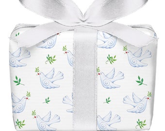 Geschenkpapier Bogen TAUBE weiß Taufe Kommunion Konfirmation Firmung 50x70 cm gedruckt auf PEFC™ zertifiziertem Papier