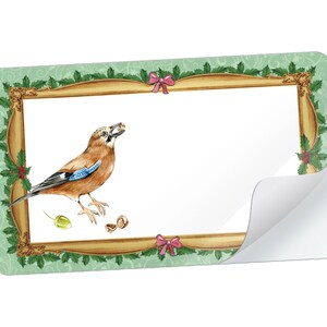 Christmas stickers for decorating gifts, 21 small rectangular stickers - jay nostalgia green - with free text field