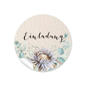 24 Aufkleber Einladung für Einladungskarten  Beige Trockenblume Lagurus-Samt-Gras Silberdistel Eukalyptus Greenery Gastgeschenke Hochzeit