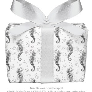 3 Bögen Geschenkpapier SEEPFERD schwarz weiß Kindergeburtstag 50x70 cm gedruckt auf PEFC™ zertifiziertem Papier