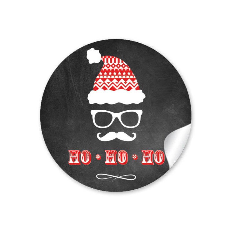 Weihnachtsaufkleber zur Weihnachtsdekoration von Geschenken, 24 Sticker HIPSTER Schwarz zu Weihnachten Bild 1