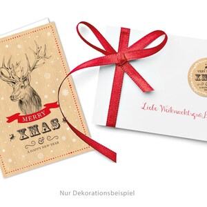 Weihnachtsaufkleber zur Weihnachtsdekoration von Geschenken, 24 Sticker HIRSCH Rot zu Weihnachten Bild 2