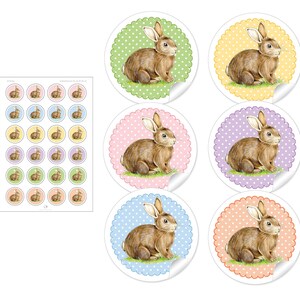 Geschenkaufkleber für Ostern 24 Sticker DIY Osterdekoration von Geschenken auch zum Geburtstag oder der Geburt Motiv: Osterhase