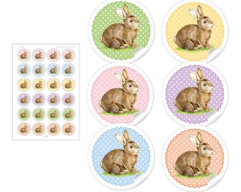 Geschenkaufkleber für Ostern 24 Sticker DIY Osterdekoration von Geschenken auch zum Geburtstag oder der Geburt Motiv: Osterhase