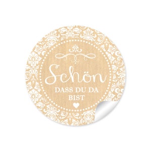 Geschenkaufkleber zur Hochzeit "Schön, dass du da bist" 24 Sticker DIY Hochzeitsdekoration von Geschenken auch zum Geburtstag oder Geburt
