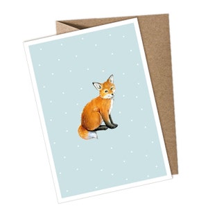 Postkarte + Umschlag FUCH MINT Einladungskarte Glückwunschkarte zum Kindergeburtstag Schulanfang Schulkind