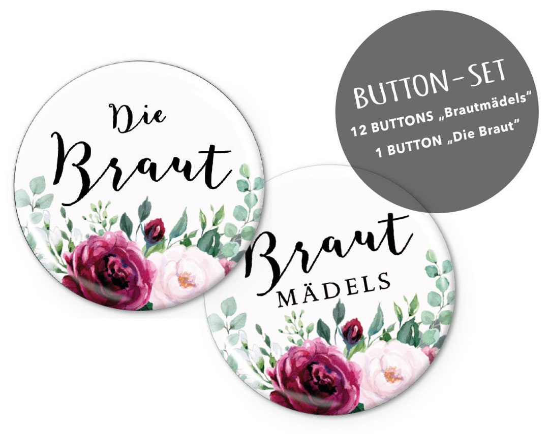 Eucalyptus Roses Red Pink JGA Button Bachelor Party Set 1 X - Etsy