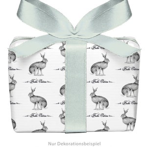 3 Bögen Geschenkpapier HASE Frohe Ostern schwarz weiß 50x70 cm gedruckt auf PEFC™ zertifiziertem Papier