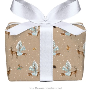 3 Bögen Weihnachten Geschenkpapier WINTERWALD Wintertiere, Weihnachtsgeschenke, Adventskalender, PEFC™ zertifiziertes Papier, 50x70 cm,