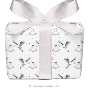 Geschenkpapier Bogen STORCH BABY weiß Geburt Taufe  50x70 cm gedruckt auf PEFC™ zertifiziertem Papier