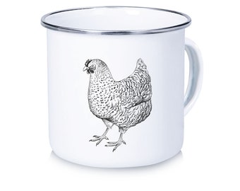 Taza de café esmaltada, gallina de POLLO para taza de camping de Pascua, taza de café de regalo de Pascua, Vanlife