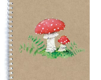 Diary notebook garden book FLY MUSHROOM LINED lucky mushroom printed on kraft paper travel diary photo book for notes photos of your trip