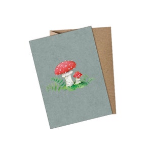 Postkarte Pilz Fliegenpilz - grün - mit Umschlag / ohne Umschlag