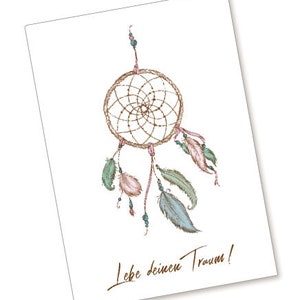 Postkarte TRAUMFÄNGER - Pastell - Lebe deinen Traum - Taufe Konfirmation Kommunion Firmung Hochzeit