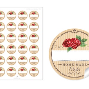 Marmeladen Etikett mit Freitextfeld für Gläser, 24 Sticker Himbeere für selbstgemachte Konfitüre Bild 4