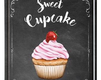 Mein Rezeptbuch Backbuch Sweet Cupcake zum selberschreiben Rezepte A4 Format Hardcover + selbstklebende Sticker zum ausschneiden bekleben