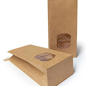 Gift bags for small gifts as a gift for e.g. chocolates, biscuits, coffee, tea, 12 paper bags with window image 1