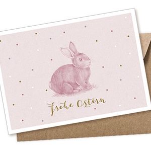 Osterkarte Postkarte Osterhase Frohe Ostern rosa A6