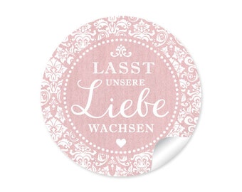 Geschenkaufkleber zur Hochzeit "Lasst unsere Liebe wachsen"  24 Sticker DIY Hochzeitsdekoration von Geschenken, Tüten, Samen