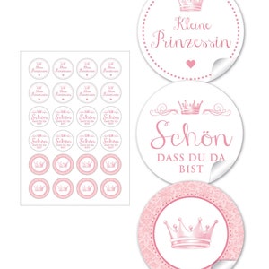 Geschenkaufkleber für ihren Kindergeburtstag 24 Sticker für Geschenke auch zur Geburt, Taufe Motiv: Krone