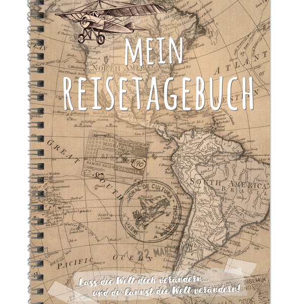 Reisetagebuch DIY Tagebuch, Fotobuch für Notizen und Fotos ihrer Reise Motiv: Flieger Hellbraun