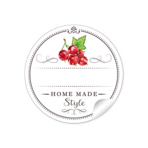 Marmeladen Etikett mit Freitextfeld für Gläser, 24 Sticker Johannisbeere für selbstgemachte Konfitüre Bild 1