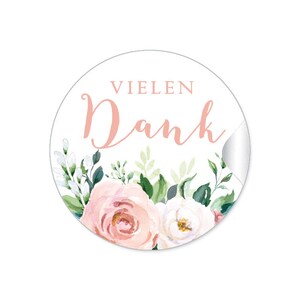 24 Sticker DIY VIELEN DANK Rosen apricot weiß grün Eukalyptus Hochzeit Gastgeschenke Hochzeitsdekoration Taschentücher